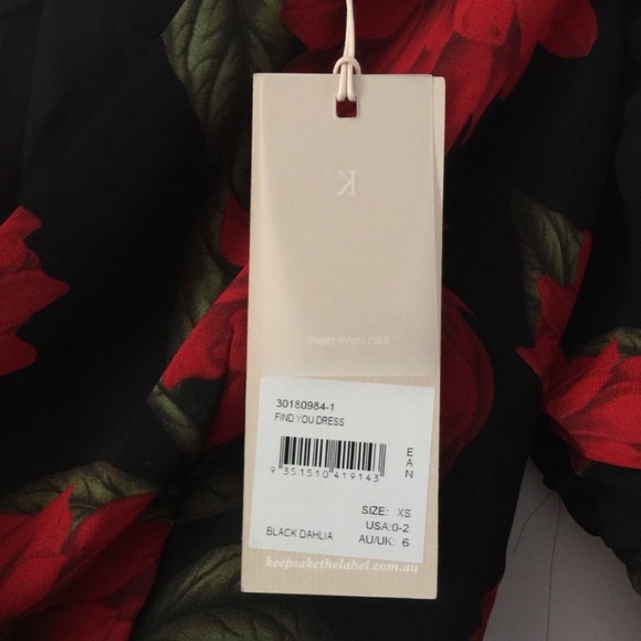 NWT FIND YOU BLACK FLORAL PRINT RUCHED DRESS XS - Picture 4 of 5